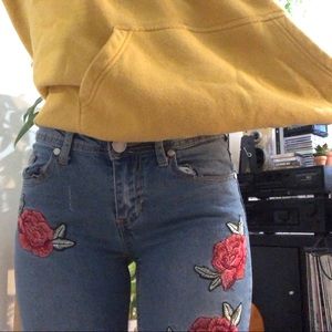 Rose Embroidered Jeans